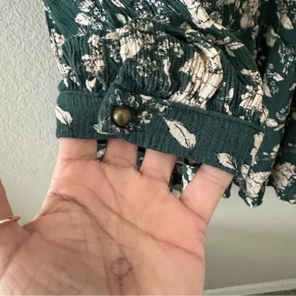 Knox Rose Green Ruffled Tiered Sundress floral-printed babydoll Sz Medium - Picture 5 of 8